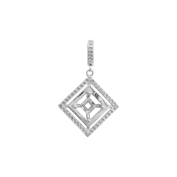 Square Cluster Fancy Pendant in Sterling Silver (4.00 mm - 10.00 mm)