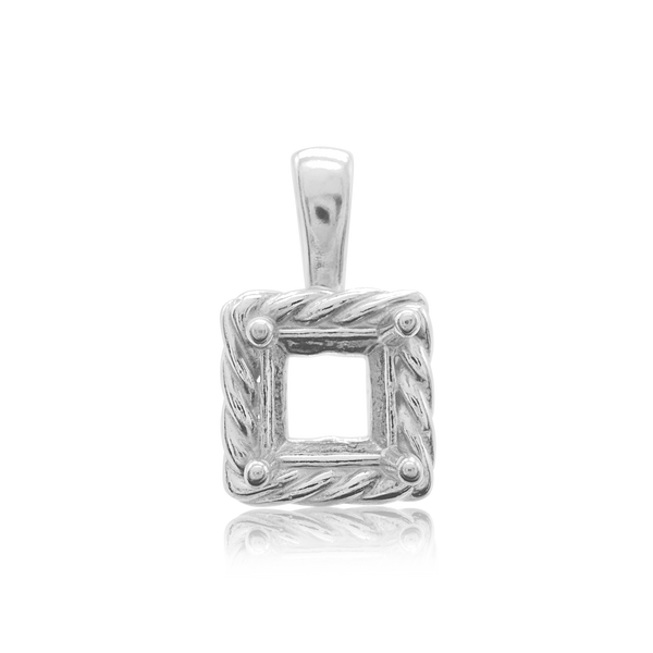 Square Fancy Pendant in Sterling Silver (4.00 mm - 10.00 mm)