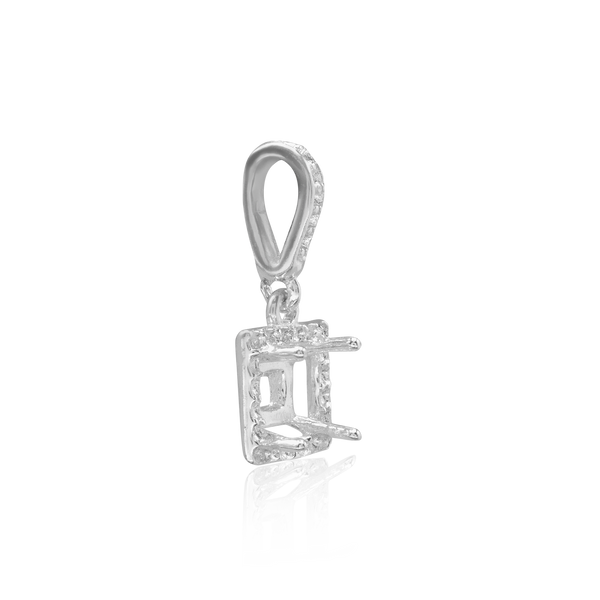 Square Four Prong Halo Pendant in Sterling Silver (4.50 mm - 10.00 mm)