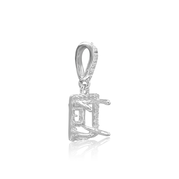 Square Four Prong Halo Pendant in Sterling Silver (4.50 mm - 10.00 mm)