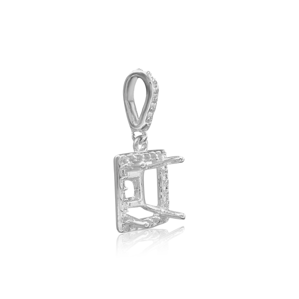 Square Four Prong Halo Pendant in 14K Gold (4.50 mm - 10.00 mm)