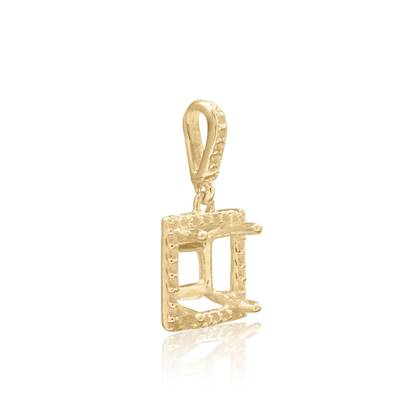 Square Four Prong Halo Pendant in 14K Gold (4.50 mm - 10.00 mm)