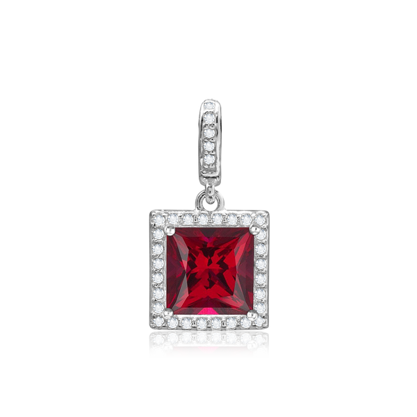 Square Four Prong Halo Pendant in Sterling Silver (4.50 mm - 10.00 mm)