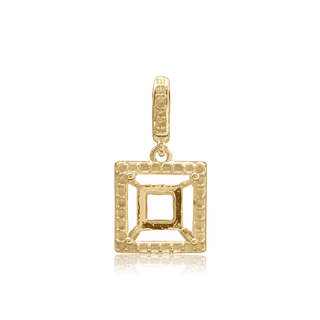 Square Four Prong Halo Pendant in 14K Gold (4.50 mm - 10.00 mm)