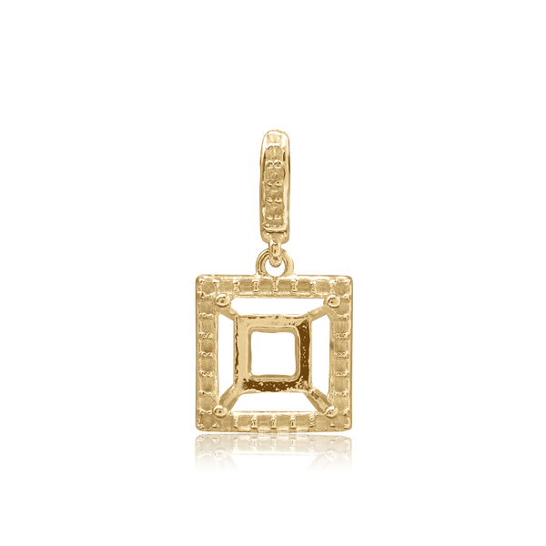 Square Four Prong Halo Pendant in 14K Gold (4.50 mm - 10.00 mm)