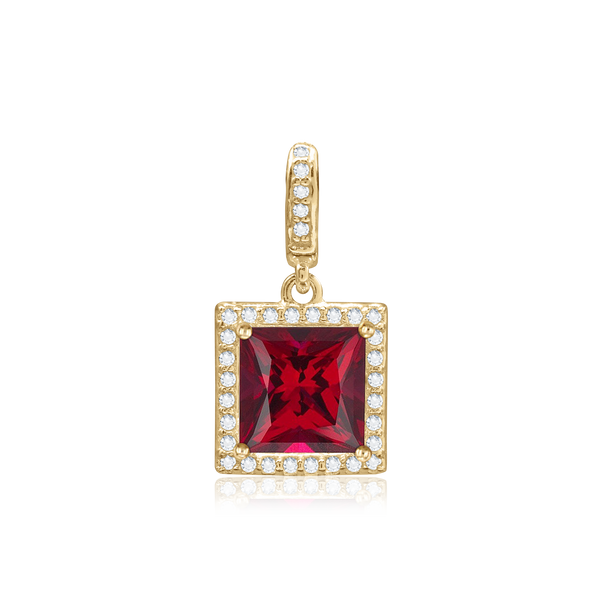 Square Four Prong Halo Pendant in 14K Gold (4.50 mm - 10.00 mm)