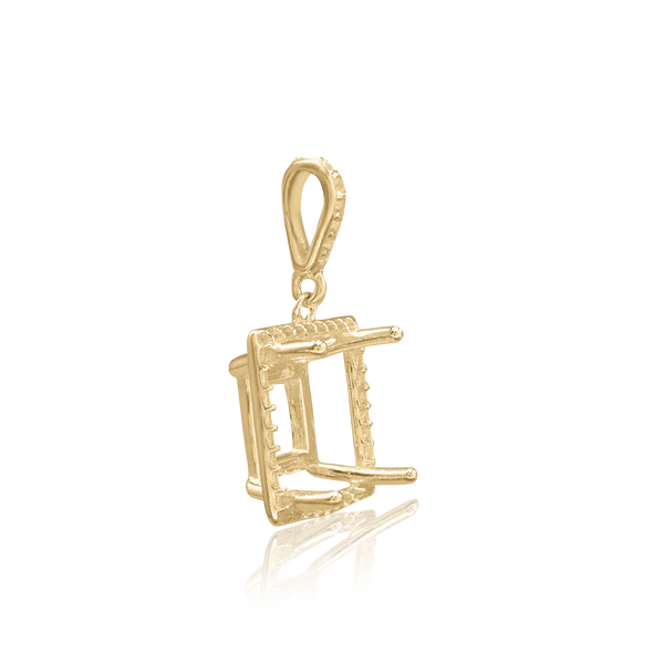 Square Four Prong Halo Pendant in 14K Gold (4.50 mm - 10.00 mm)