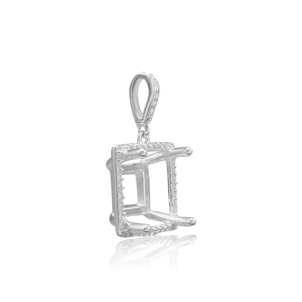 Square Four Prong Halo Pendant in Sterling Silver (4.50 mm - 10.00 mm)