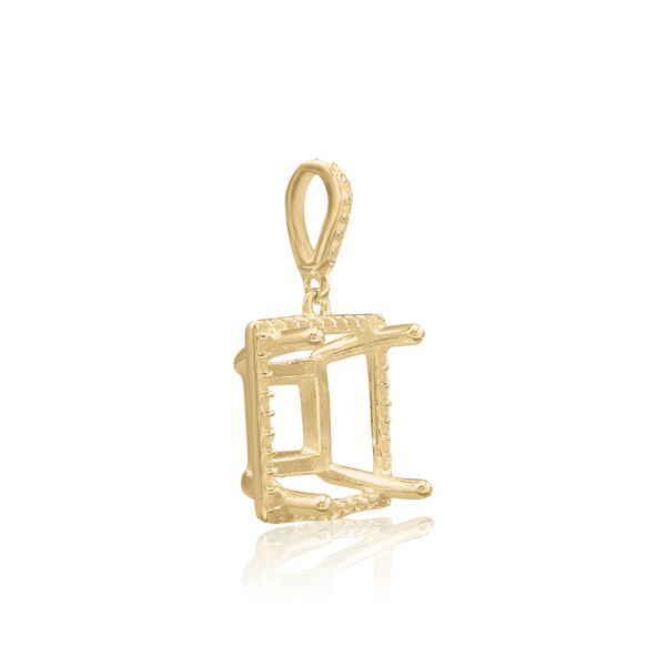 Square Four Prong Halo Pendant in 14K Gold (4.50 mm - 10.00 mm)