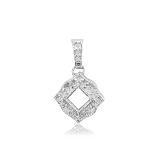 Square Cluster Pendant in Sterling Silver (4.00 mm - 10.00 mm)