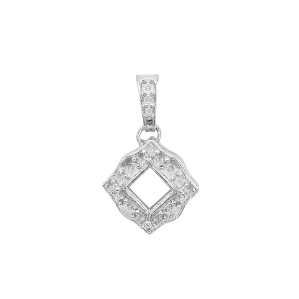 Square Cluster Pendant in Sterling Silver (4.00 mm - 10.00 mm)