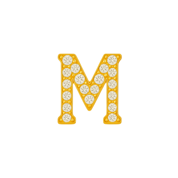 Large Initial Charm with Lab Grown Diamonds Finding in 14K Gold (8 mm)