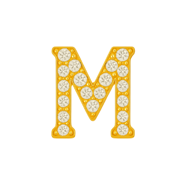 Large Initial Charm with Natural Diamonds Finding in 14K Gold (8 mm)