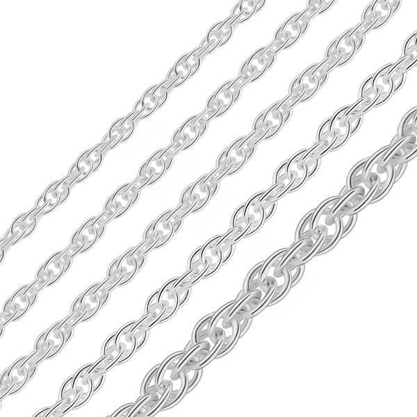 Bulk / Spooled Machine Rope Chain in Sterling Silver (1.60 mm - 3.50 mm)