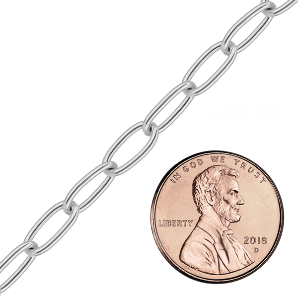 Bulk / Spooled Medium Elongated Cable Chain in Sterling Silver (1.60 mm - 5.40 mm)