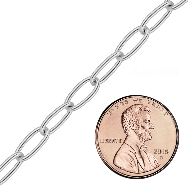 Bulk / Spooled Medium Elongated Cable Chain in Sterling Silver (1.80 mm - 5.40 mm)