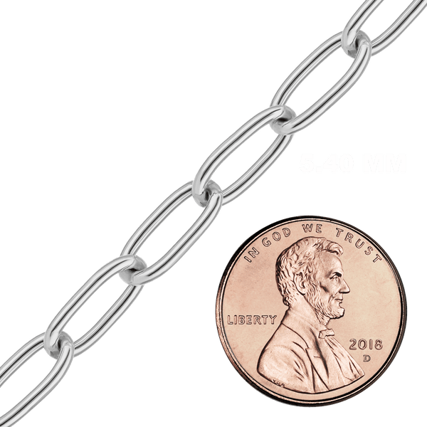 Bulk / Spooled Medium Elongated Cable Chain in Sterling Silver (1.80 mm - 5.40 mm)