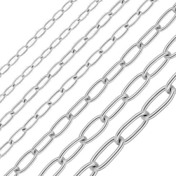 Bulk / Spooled Medium Elongated Cable Chain in Sterling Silver (1.60 mm - 5.40 mm)