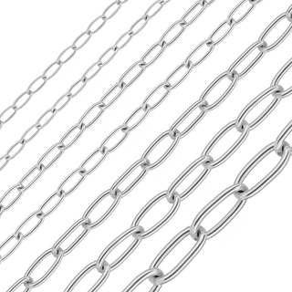 Bulk / Spooled Medium Elongated Cable Chain in Sterling Silver (1.60 mm - 5.40 mm)