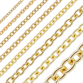 Bulk / Spooled Medium Round Cable Chain in 14K & 18K Yellow Gold (1.05 mm - 4.05 mm)