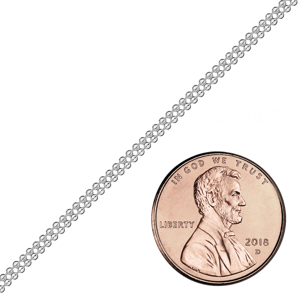 Bulk / Spooled Multi-Row Bead Chain in Sterling Silver (2.00 mm - 3.00 mm)