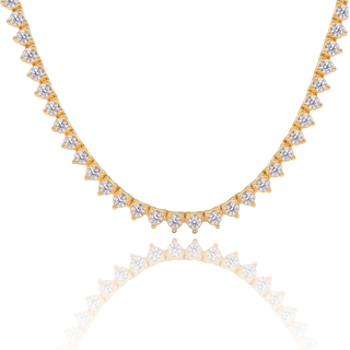 Tennis Necklace with Natural Diamond Stones (April Birthstones) in 14K Gold (1.75 mm - 4.0 mm)