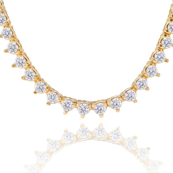 Tennis Necklace with Natural Diamond Stones (April Birthstones) in 14K Gold (1.75 mm - 4.0 mm)