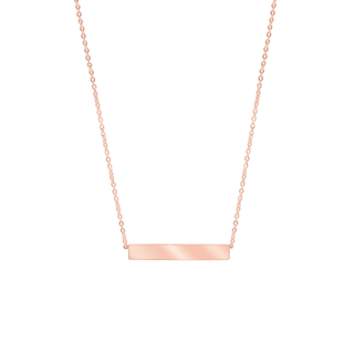 Bar Necklace with Optional Engraving in Sterling Silver 18K Pink Gold Finish (18" Chain)