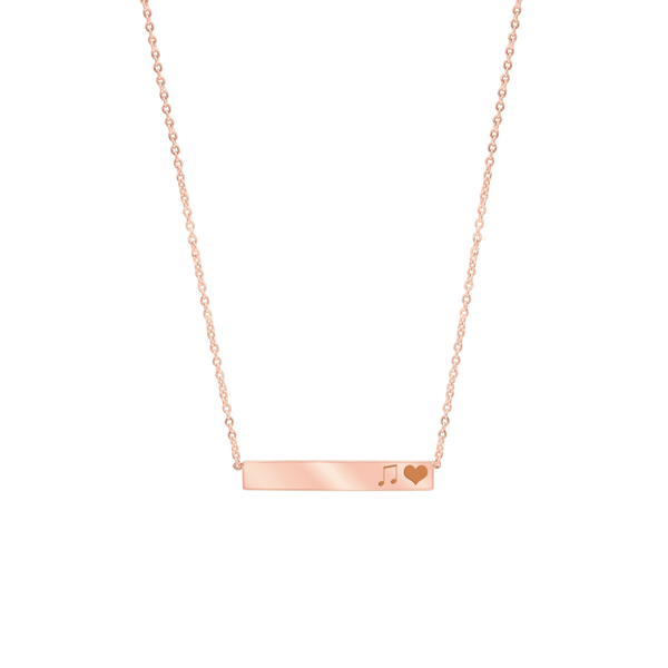 Bar Necklace with Optional Engraving in Sterling Silver 18K Pink Gold Finish (18" Chain)