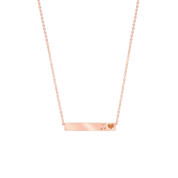 Bar Necklace with Optional Engraving in 14K Pink Gold (18" Chain)