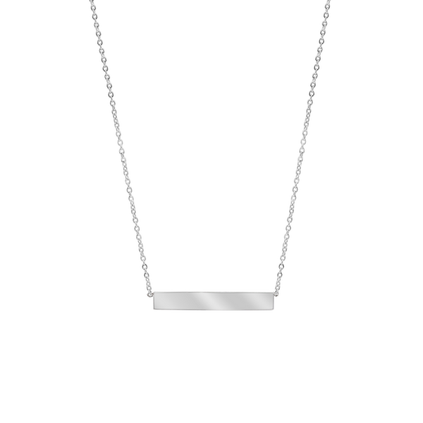 Bar Necklace with Optional Engraving in 14K White Gold (18" Chain)