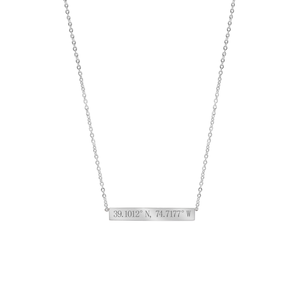 Avalon Bar Necklace with Engraving in Sterling Silver (18" Chain)