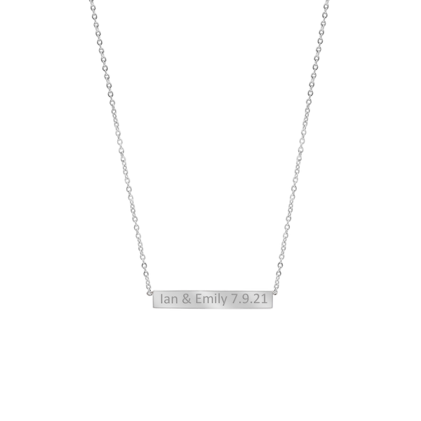 Bar Necklace with Optional Engraving in Sterling Silver (18" Chain)