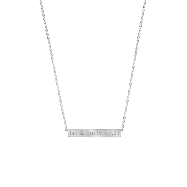 Bar Necklace with Optional Engraving in 14K White Gold (18" Chain)