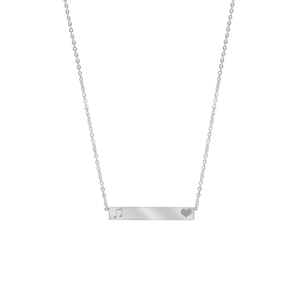 Bar Necklace with Optional Engraving in 14K White Gold (18" Chain)