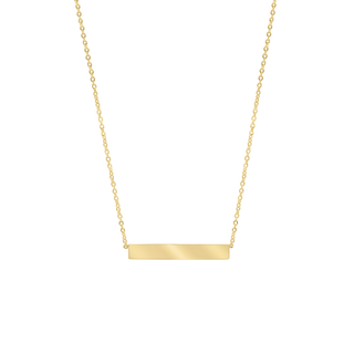 Bar Necklace with Optional Engraving in Sterling Silver 18K Yellow Gold Finish (18" Chain)