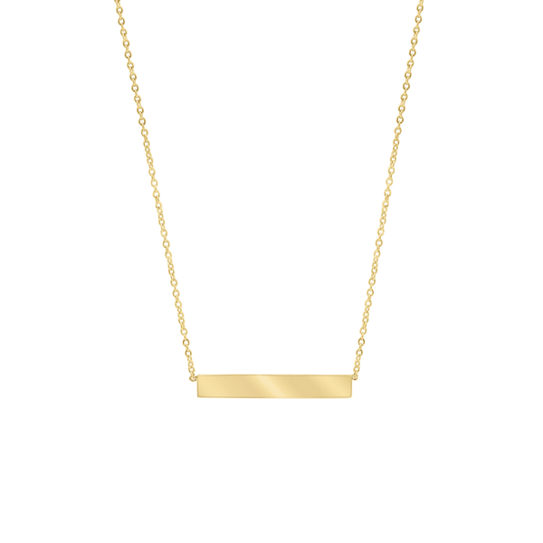 Bar Necklace with Optional Engraving in Sterling Silver 18K Yellow Gold Finish (18" Chain)
