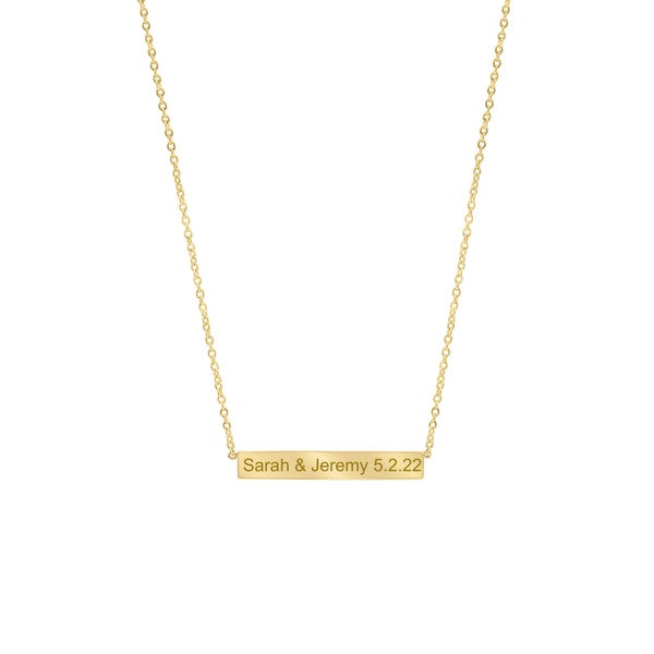 Bar Necklace with Optional Engraving in 14K Yellow Gold (18" Chain)