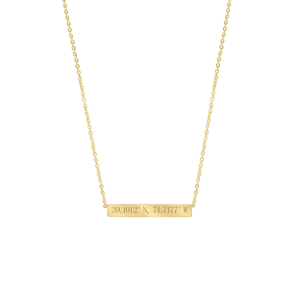 Avalon Bar Necklace with Engraving in Sterling Silver (18" Chain)
