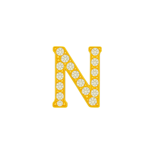 Large Initial Charm with Natural Diamonds Finding in 14K Gold (8 mm)