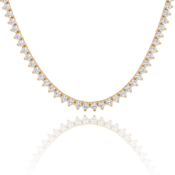 Tennis Necklace with Natural Diamond Stones (April Birthstones) in 14K Gold (1.75 mm - 4.0 mm)