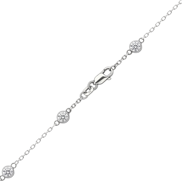 Finished Diamond by the Yard Cable Chain Bracelet in 14K White Gold with Natural Diamonds