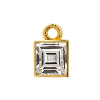 Diamond or Gemstone Square Bezel Drop Charm in 14K Yellow Gold