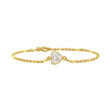 Diamond or Gemstone Heart Bezel Charm in 14K Yellow Diamond Cut Cable Bracelet