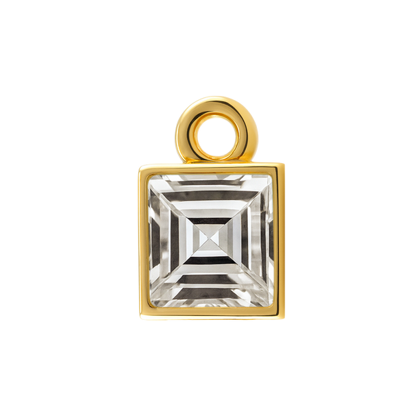 Diamond or Gemstone Square Bezel Drop Charm in 14K Yellow Gold