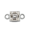 Diamond or Gemstone Square Bezel Bracelet/Necklace Charm in 14K White Gold