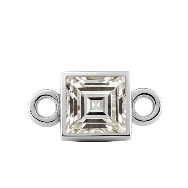 Diamond or Gemstone Square Bezel Bracelet/Necklace Charm in 14K White Gold