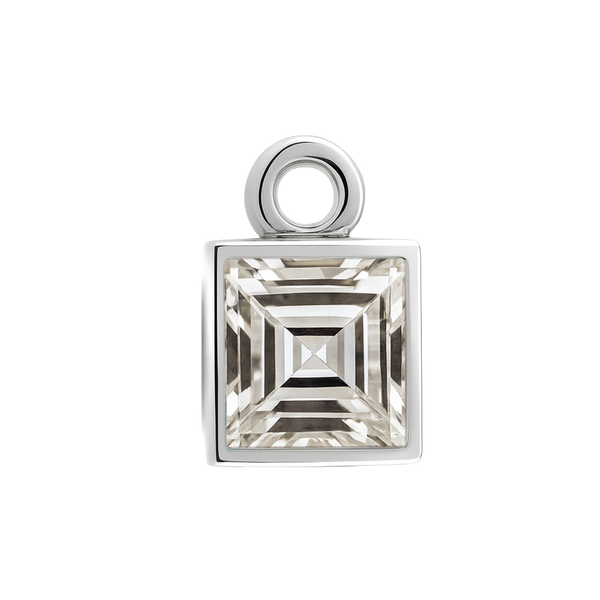 Diamond or Gemstone Square Bezel Drop Charm in 14K White Gold