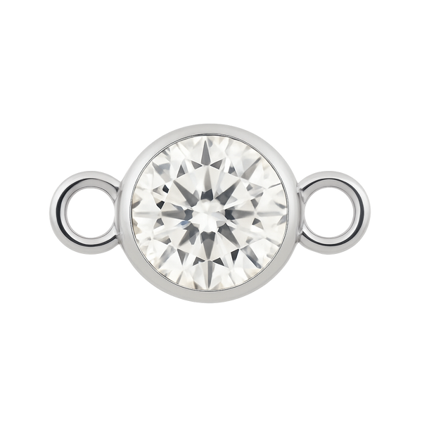 Diamond or Gemstone Bezel Bracelet/Necklace Charm in 14K White Gold