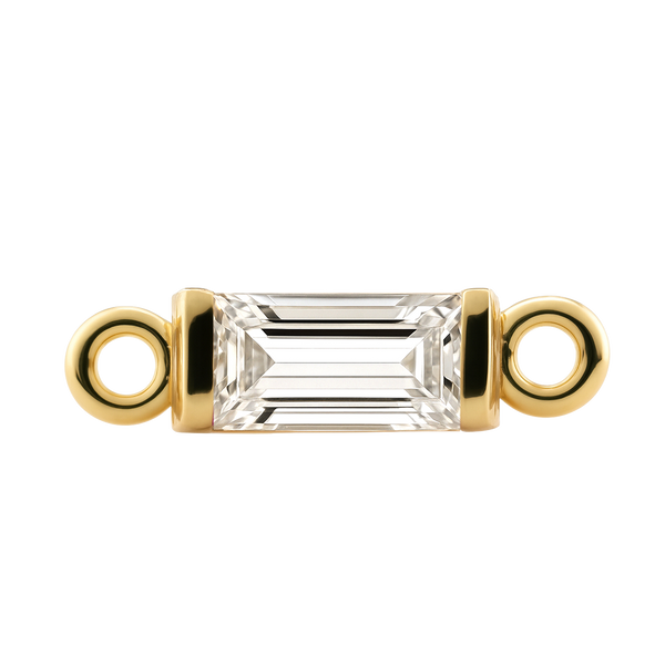 Diamond or Gemstone Baguette Bezel Bracelet/Necklace Charm in 14K Yellow Gold